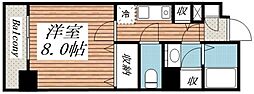 メドン・ド・ヴィレ日本橋茅場町 1Kの間取図画像