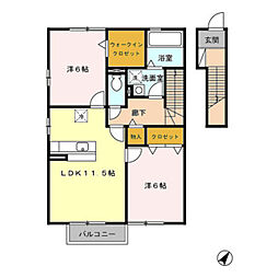 ベルデュール 2LDKの間取図画像