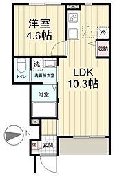 アヴァンス 1階1LDKの間取り