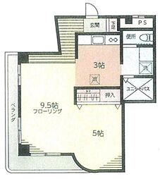 第2渡辺ビル 1Kの間取図画像