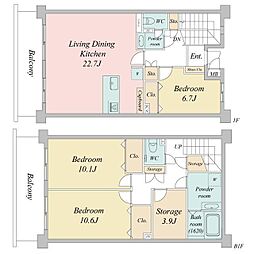 ＨＦ馬込レジデンス 1階3SLDKの間取り
