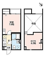 阪神なんば線 出来島駅 徒歩9分の賃貸アパート 2階1Kの間取り