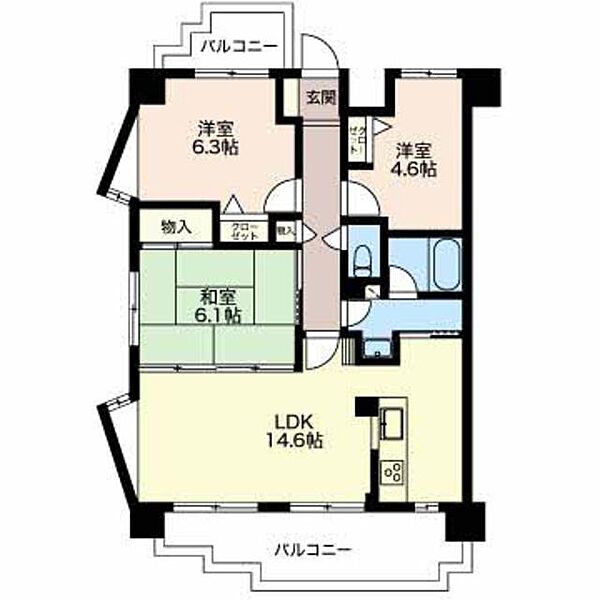 パンシャトー 0207｜新潟県新潟市中央区新和１丁目(賃貸マンション3LDK・2階・67.68㎡)の写真 その2