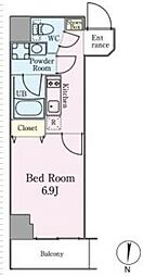 フレールコート錦糸公園 4階1Kの間取り