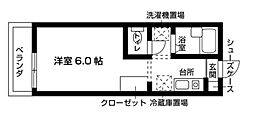 カレッジハイツ若林 1階1Kの間取り
