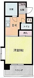 安西ビルシェラメール 1Kの間取図画像