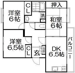 パル橘 3DKの間取図画像
