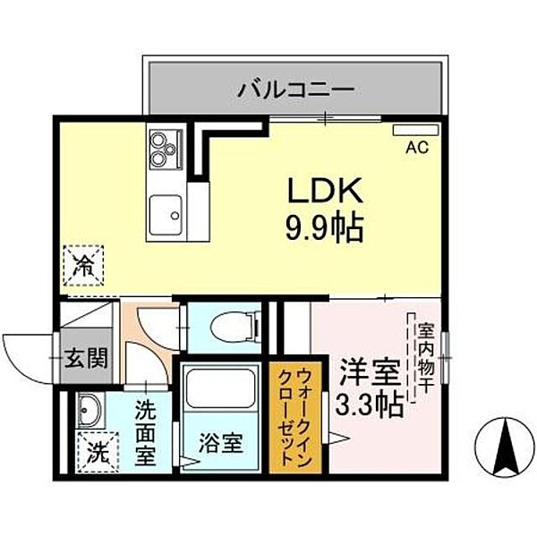 プリムローズII 301｜新潟県長岡市美沢３丁目(賃貸アパート1LDK・3階・32.77㎡)の写真 その2