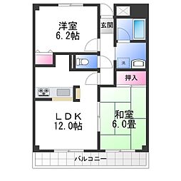 ロイヤルフラット壱番館 2LDKの間取図画像