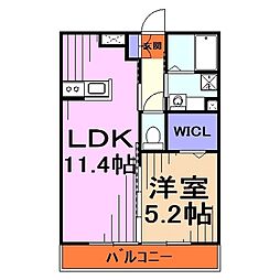 VillaGarlandCourt 1LDKの間取図画像
