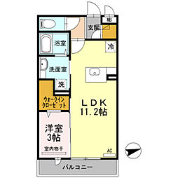 グレイス北花田 1LDKの間取図画像