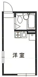 ラ・セゾンプランタン 2階ワンルームの間取り