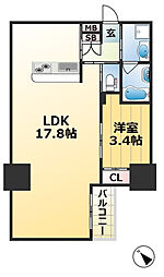 zonna神戸磯上通 7階1LDKの間取り