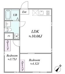 ＢＥＬ ＦＩＯＲＥ ＳＵＧＡＭＯ 4階2LDKの間取り