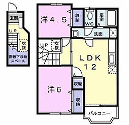 シャンソレイユ 2LDKの間取図画像