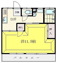 コーポ大久保 3階1Kの間取り