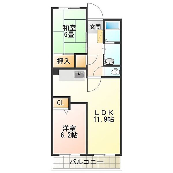 大阪府泉大津市寿町(賃貸マンション2LDK・1階・55.08㎡)の写真 その2