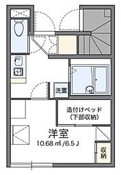 レオパレスパピーズスプリング 1階1Kの間取り