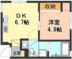apartment藤 2階1DKの間取り