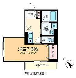 Sunlight 3階1Kの間取り