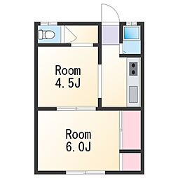 南海線 紀ノ川駅 徒歩19分の賃貸アパート 2階2Kの間取り