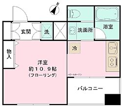 Blossom Tsukuda 2階ワンルームの間取り