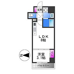 リヴェント森ノ宮 1LDKの間取図画像