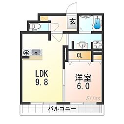 サンクレール 1LDKの間取図画像