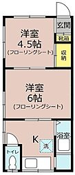 ひよどり住宅 2Kの間取図画像