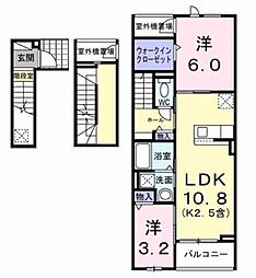 ソレイユ緑ヶ丘 2LDKの間取図画像