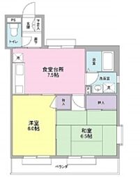 リリーベール 2DKの間取図画像