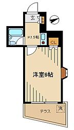 レビ中野坂上 1Kの間取図画像