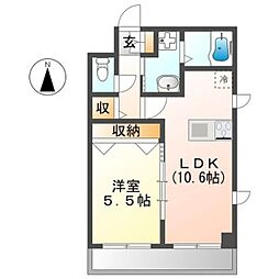 ハピネス本館 3階1LDKの間取り