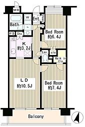 トリアード 8階2LDKの間取り