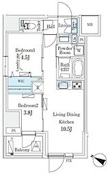 渋谷区東3丁目マンション 2LDKの間取図画像