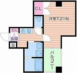 ディー・シモンズ梅田 4階1Kの間取り