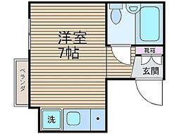 第二北條ビル ワンルームの間取図画像