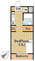 京王相模原線 南大沢駅 徒歩6分の賃貸マンション 4階1Kの間取り