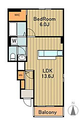 京王相模原線 京王多摩センター駅 バス18分 新屋敷下車 徒歩1分の賃貸アパート 1階1LDKの間取り