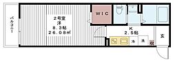 シュクル南柏 1Kの間取図画像