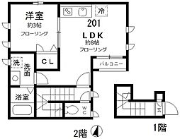 レフィナード千川 2階1DKの間取り