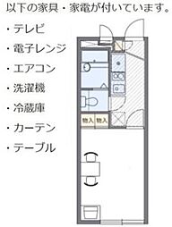 レオパレスサンスクリットササＢ(18973) 1階1Kの間取り