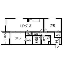 JR福知山線 猪名寺駅 徒歩3分の賃貸アパート 3階2LDKの間取り