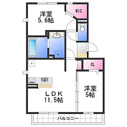 ドットエス 2LDKの間取図画像