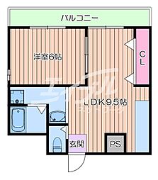 相原マンション 1LDKの間取図画像