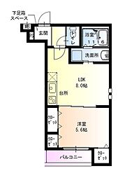 フジパレス神田南通II番館 1LDKの間取図画像