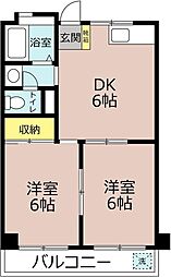 堀米ハイツ 2DKの間取図画像