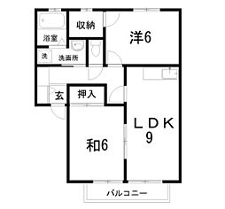 ラピスハイネスC 2LDKの間取図画像