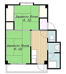 ビレッジハウス三田1号棟 2Kの間取図画像
