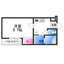 フジパレス堺長曽根町 1Kの間取図画像